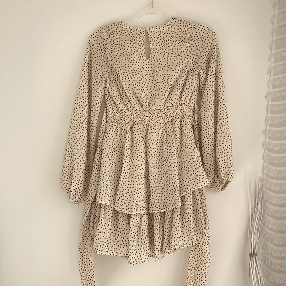 NWT Japna Long Sleeve Polka Dot Ruffle Mini Dress - Picture 2 of 4